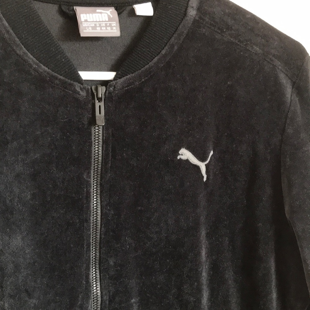 Puma Black Velvet Bomber Jacket Size Large NWOT - Picture 3 of 6
